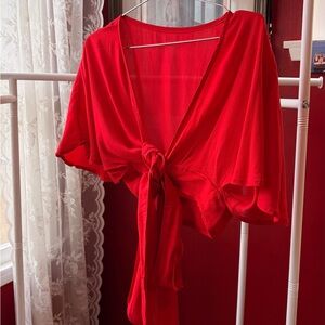 Sample Sale Red Wrap Top